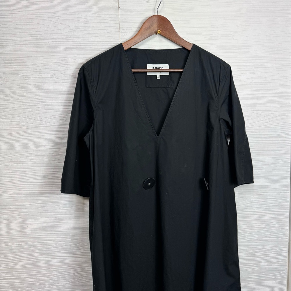 MM6 Maison Margiela Black Cotton Minimalist Lagenlook Tunic Dress 48 - Picture 2 of 10